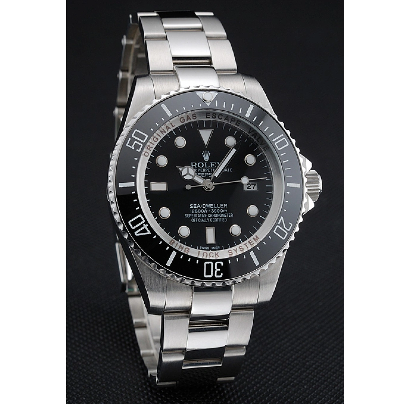 MiroTime 1025 Rolex Sky Dweller Stainless Steel Bracelet Black Dial Watch